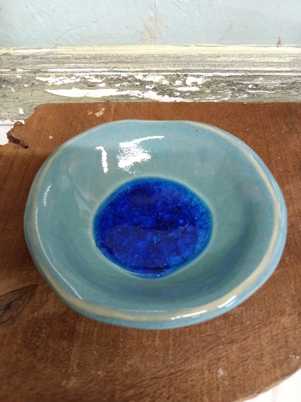 Blue Trinket Dish with Glass