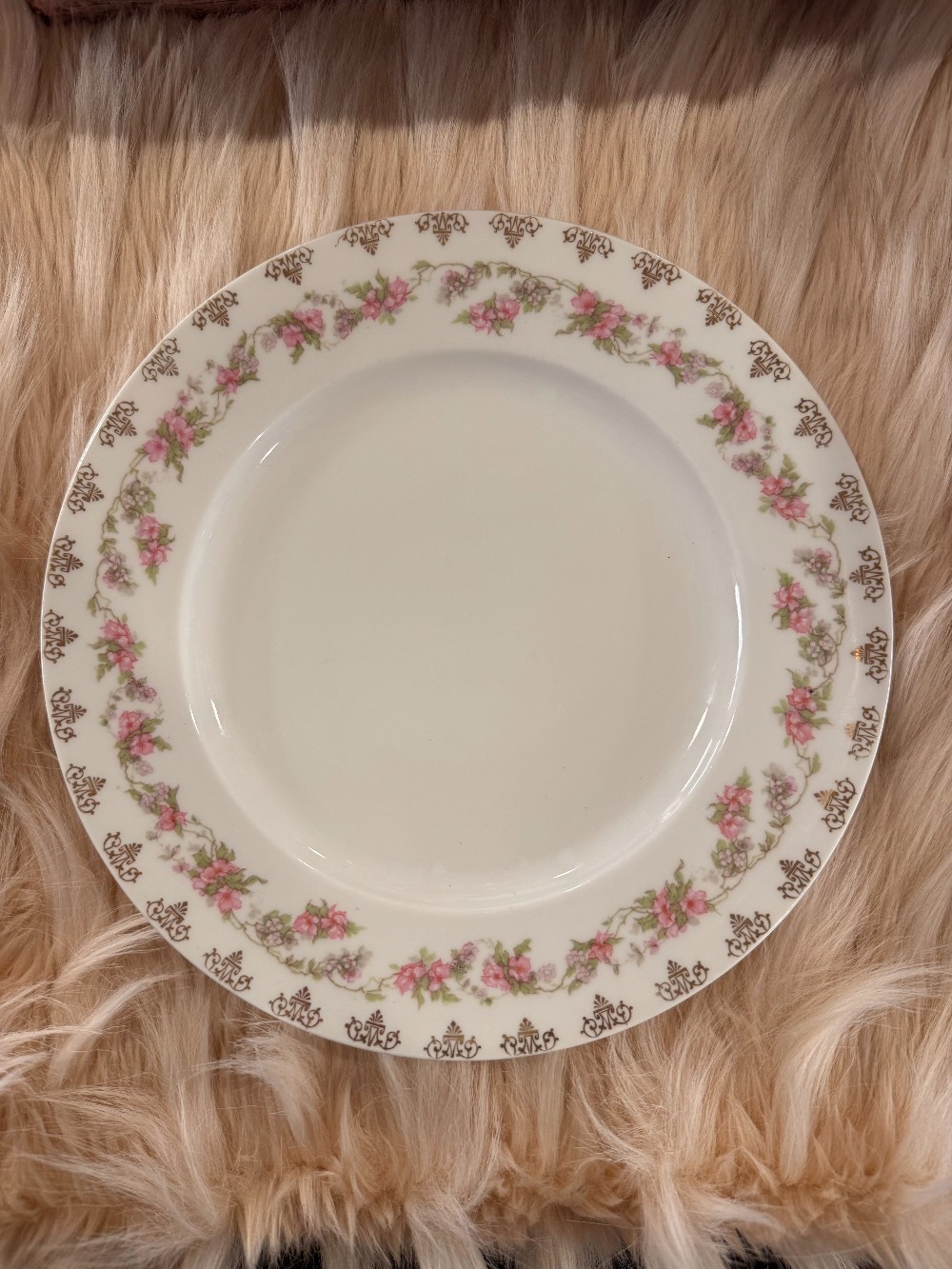 M & Z Austria pink floral plate