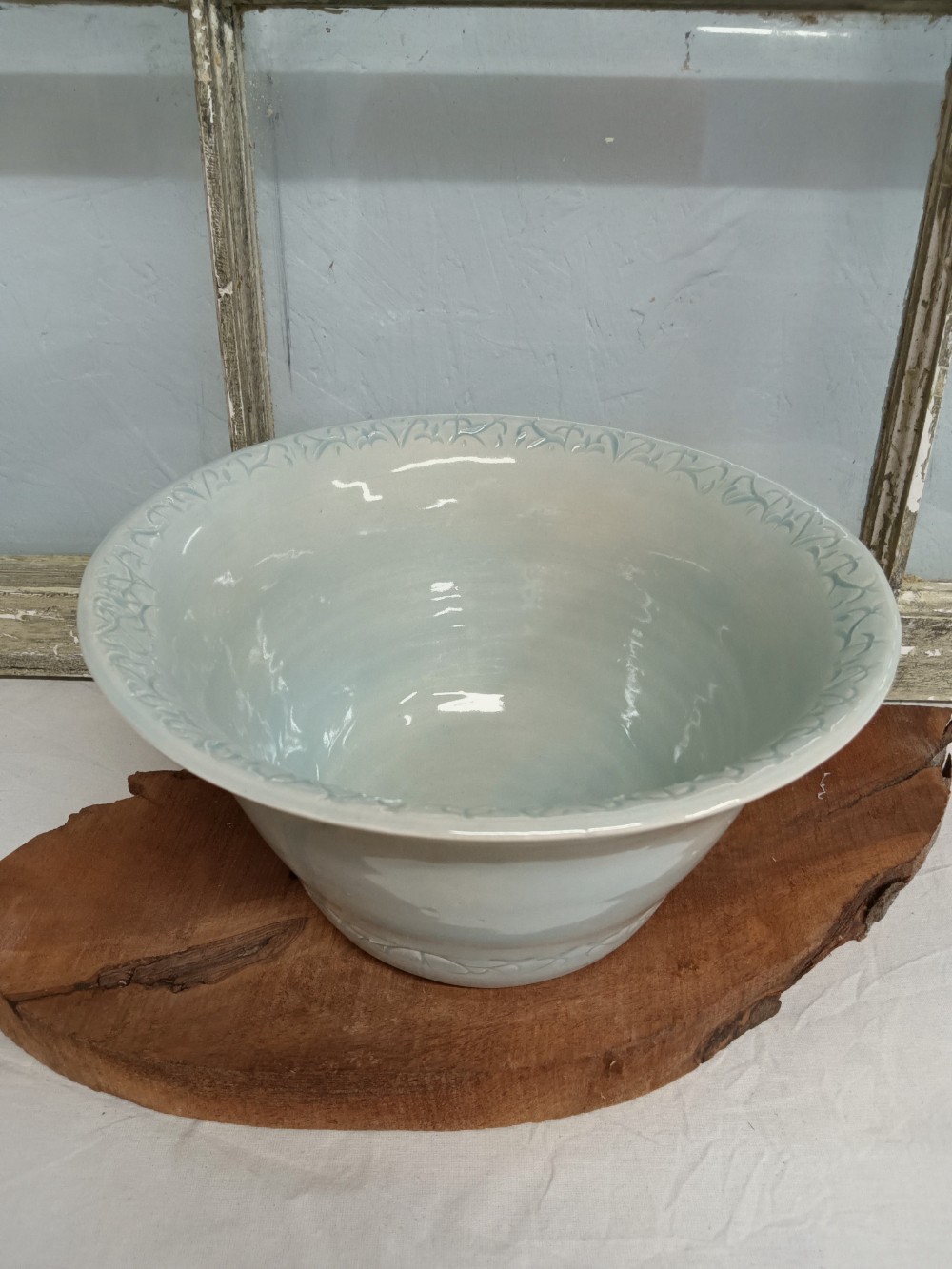 Blue Ice Bowl with Design