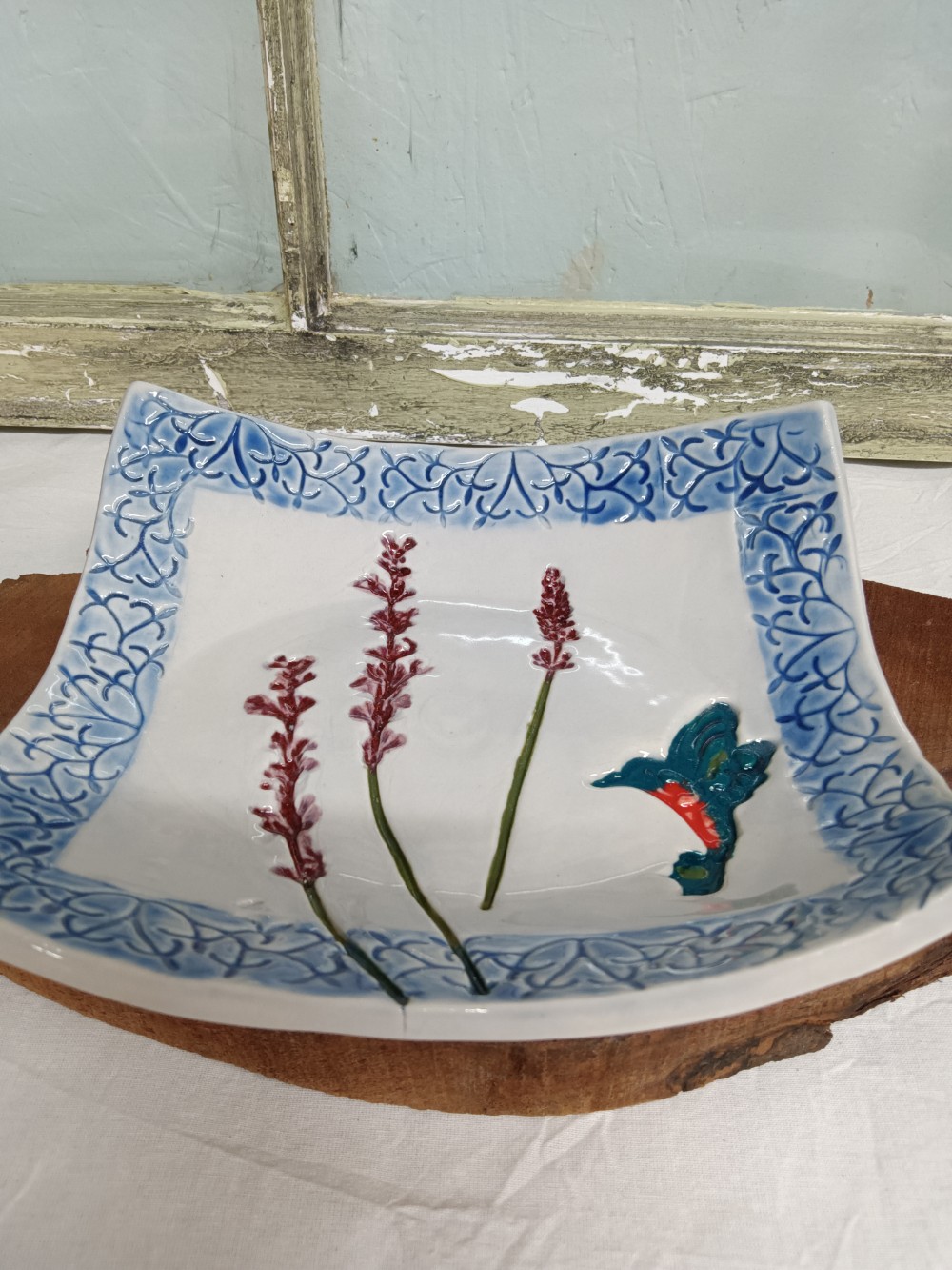 Small Dish with Hummingbird