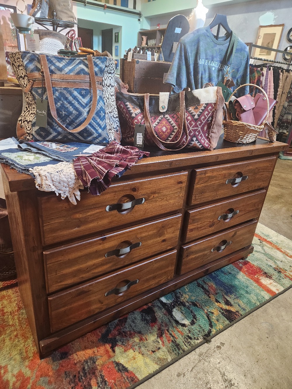 Dresser, 6 Drawer, Faux Leather Top