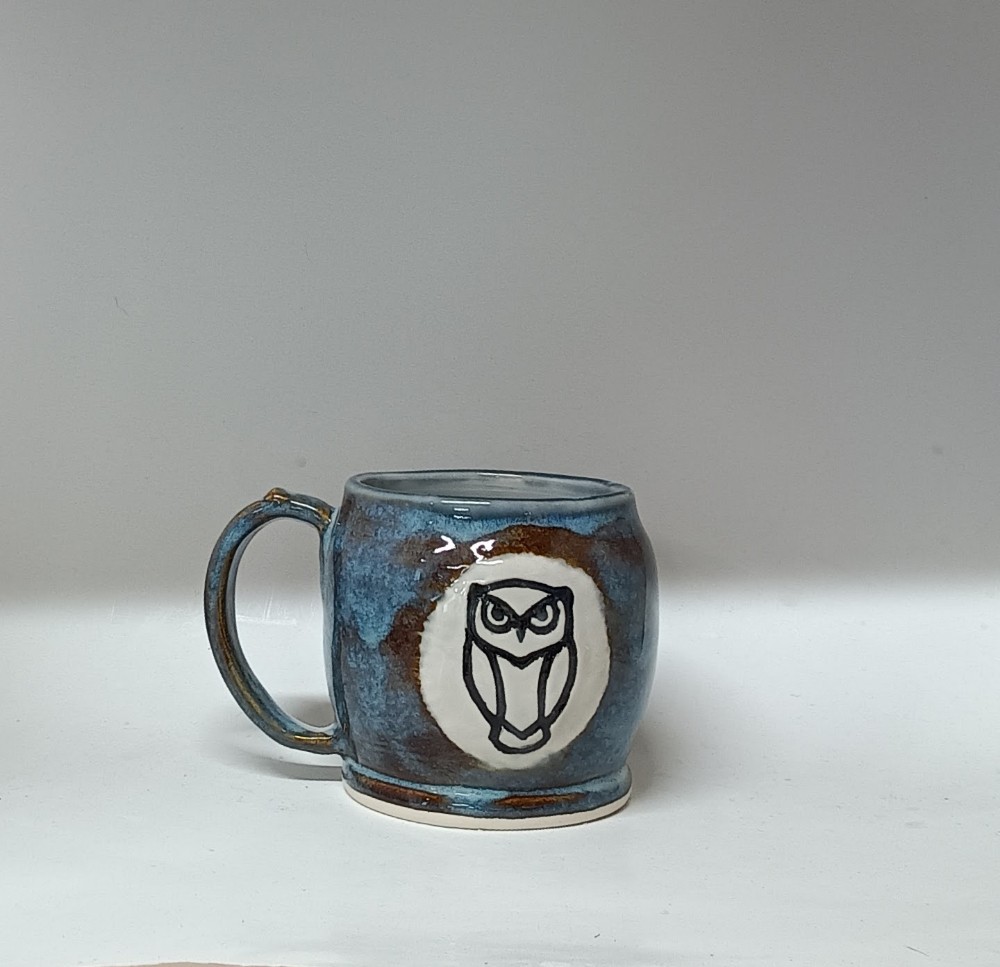 Blue Rutile Mug with Owl