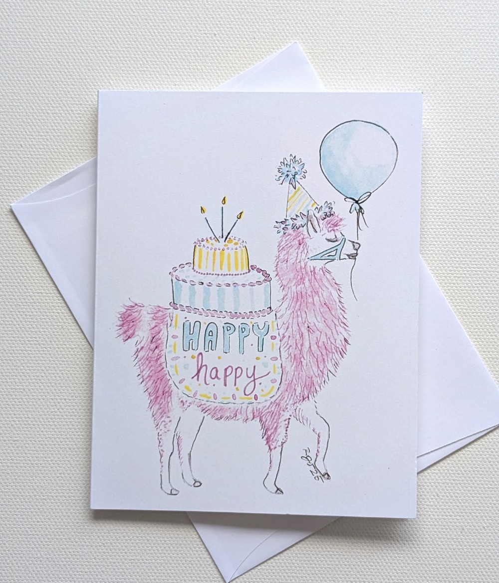 Happy Birthday Llama Greeting Card