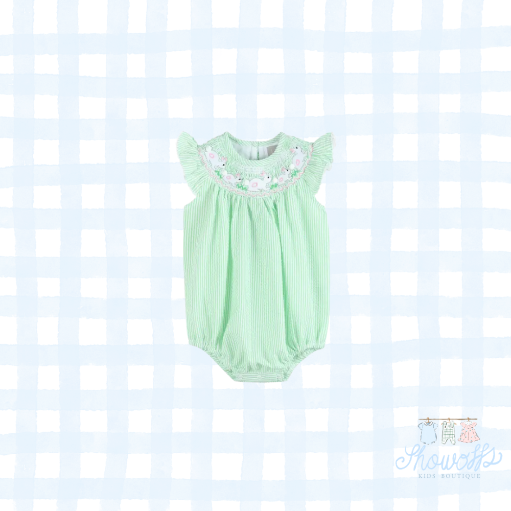 Green Seersucker Bunny Bubble