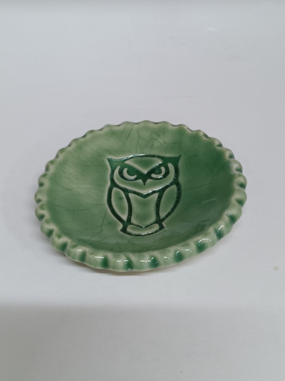 Jade Green Owl Trinket Dish