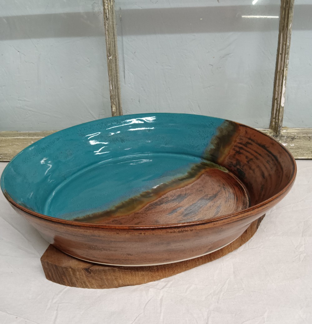 Large Copper and Tourmaline Bowl