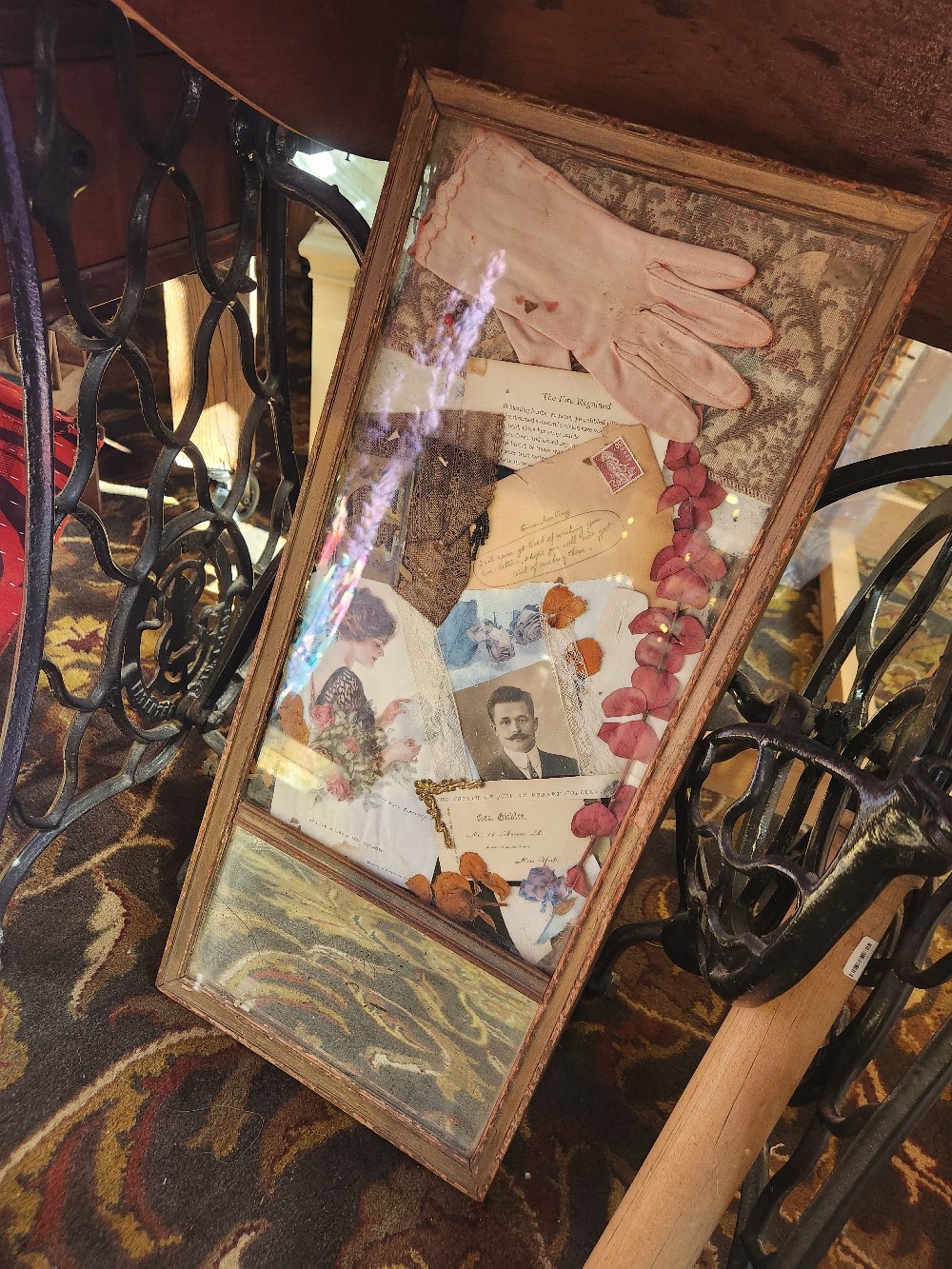 Vintage Hanging Collage w Mirror