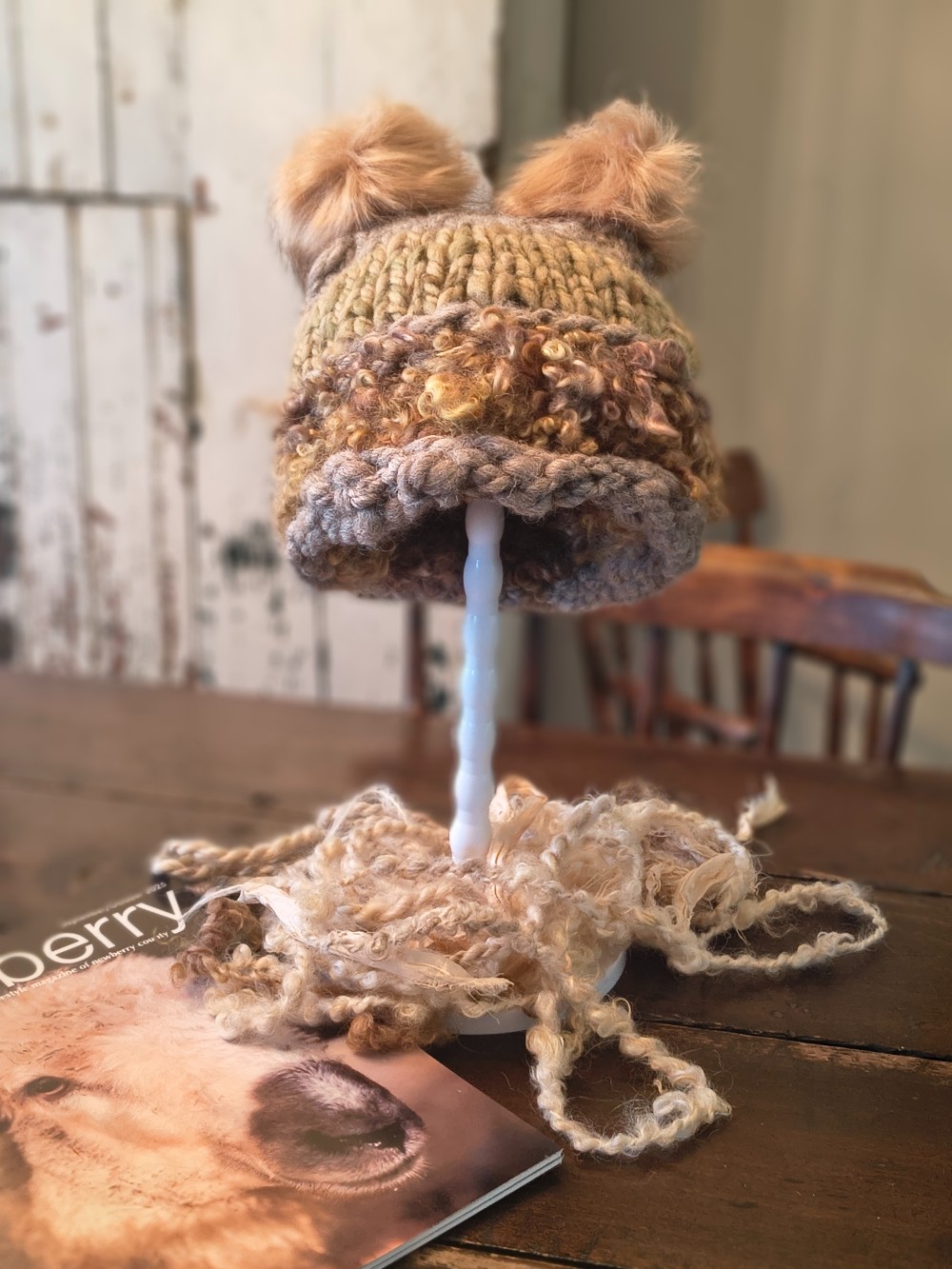 Woodland Moss Handspun Handknit Hat
