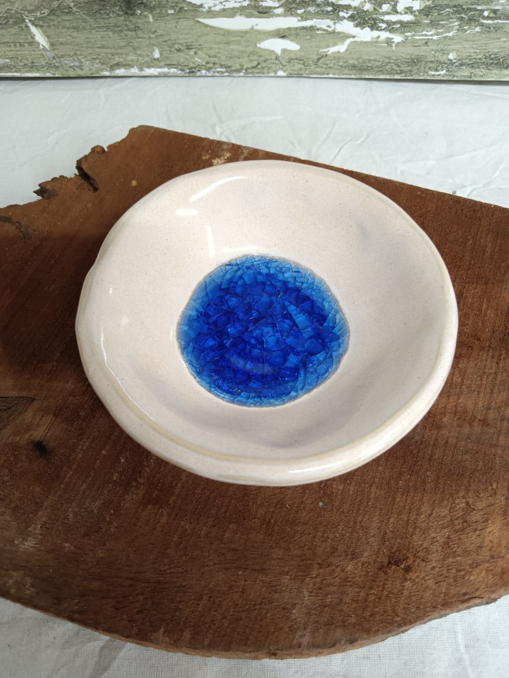 Trinket Dish with Blue Glass