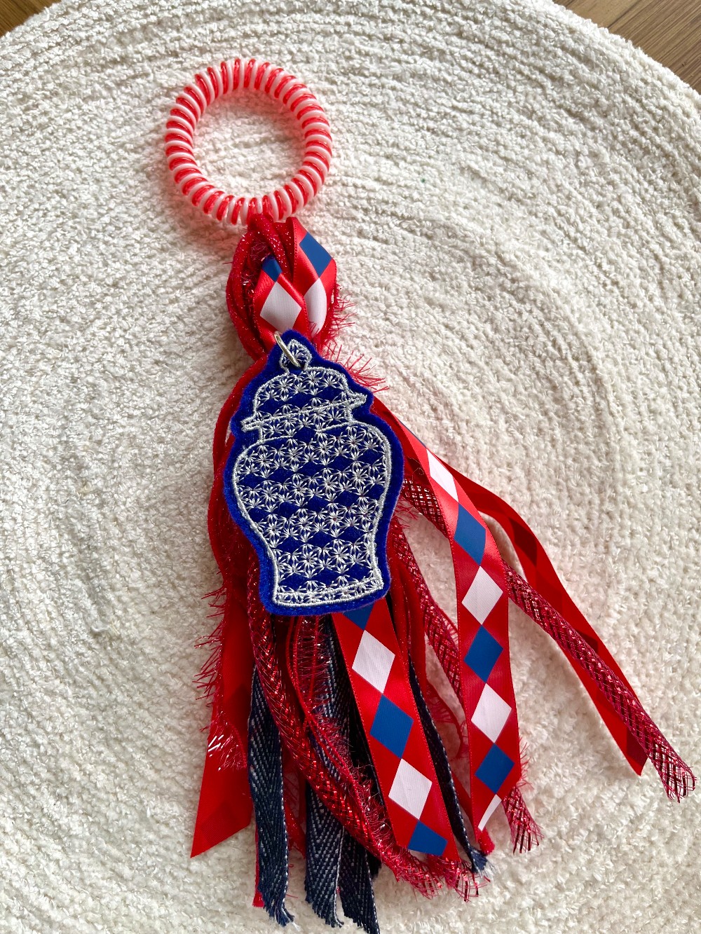 Red white blue ginger jar tassel