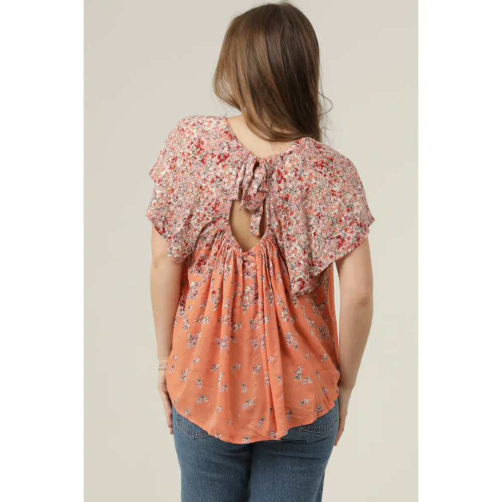Printed Tie-Back Blouse
