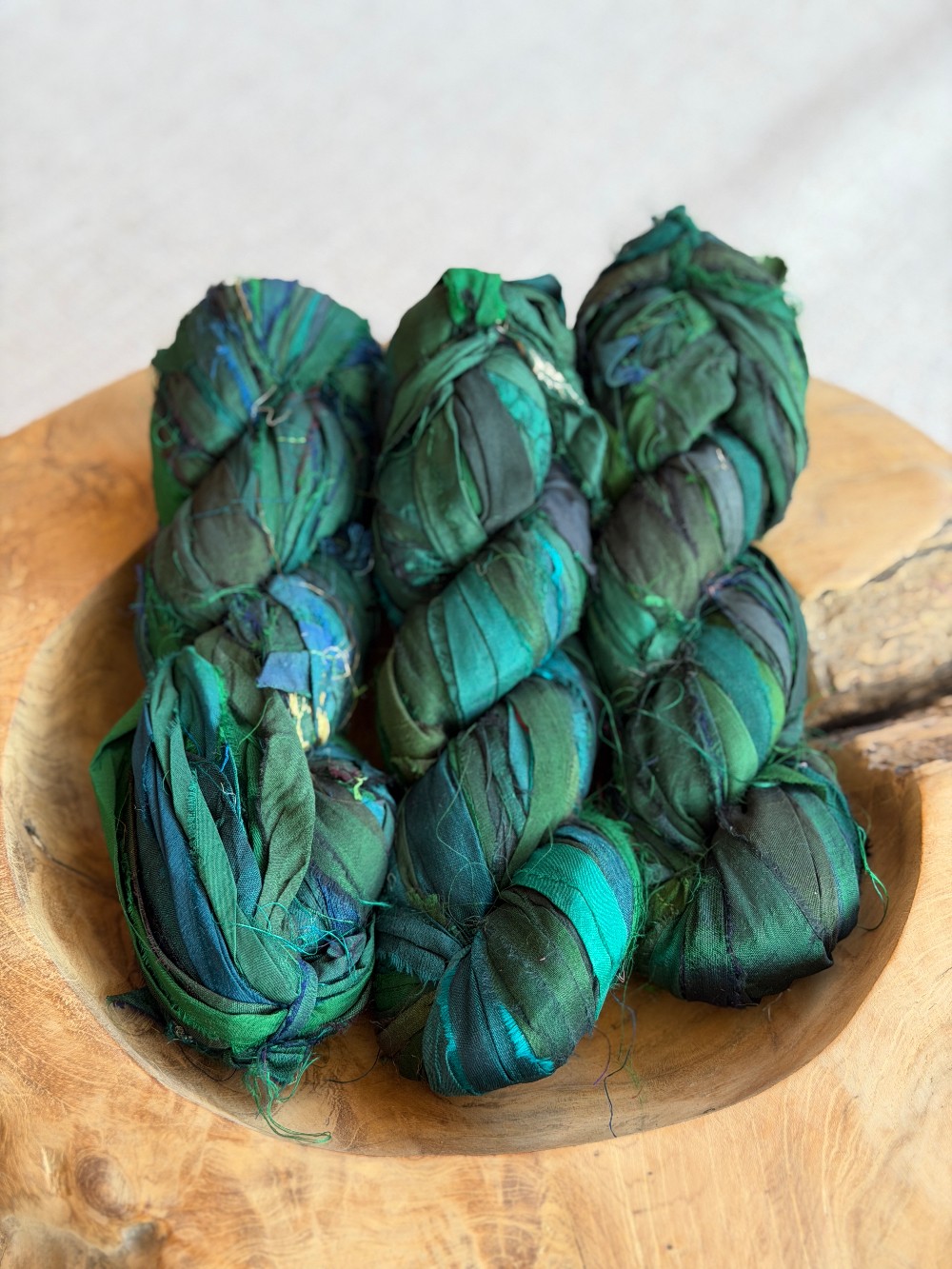 Bottle Green Sari Silk Ribbon