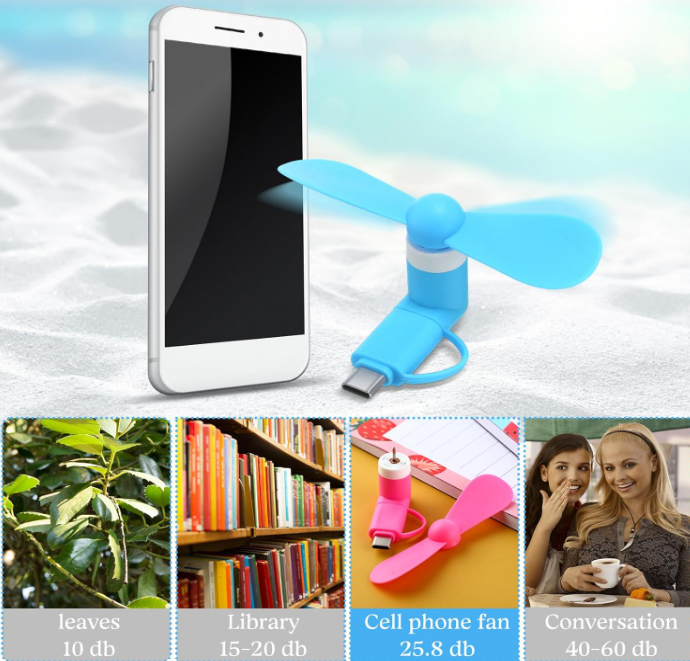 Mini Cell Phone Cooling Fan 2-in-1 USB C Type